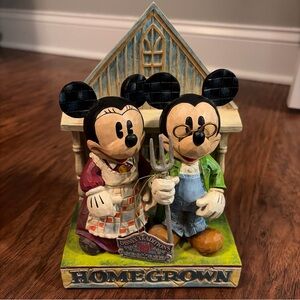 Jim Shore Homegrown Mickey and Minnie Figurine - Black, Cream, Green, Blue, Red